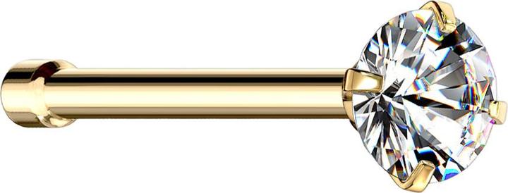 Produktbild Star Piercing Nasenstecker gerade vergoldet runder Kristall silber gefasst (Chirurgenstahl 316L)