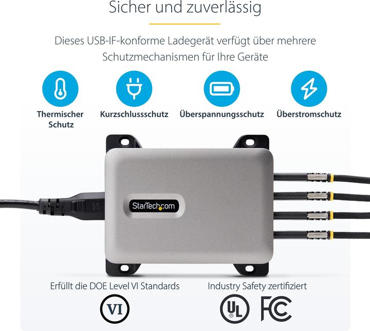 Actual product image StarTech .com 424DEU-USB-C-CHARGER, Drinnen, AC, 28 V, 1,8 m, Grau (240 W)