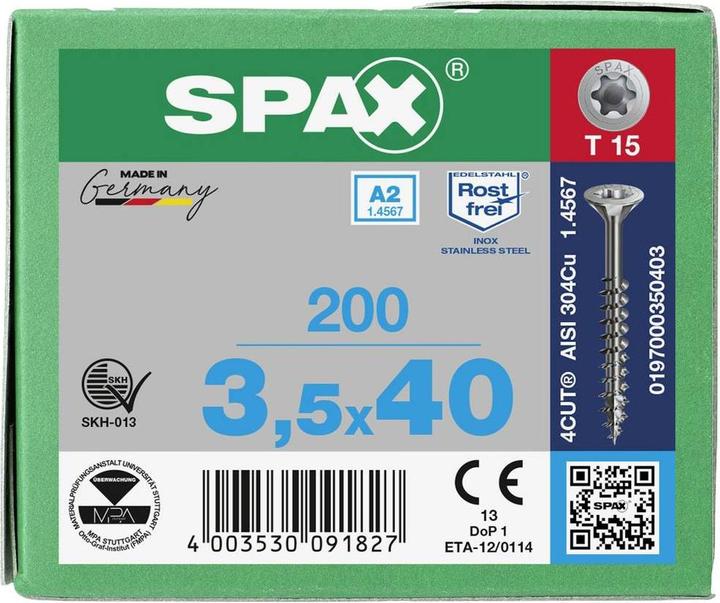 Produktbild Spax Spanplattenschrauben A2 (200 Schrauben pro Stück)