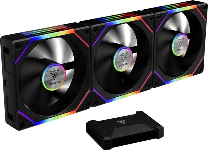 Actual product image Gamdias Lot de 3 Ventilateurs de boitier Aeolus P2U RGB - 12cm (Noir) (120 mm)