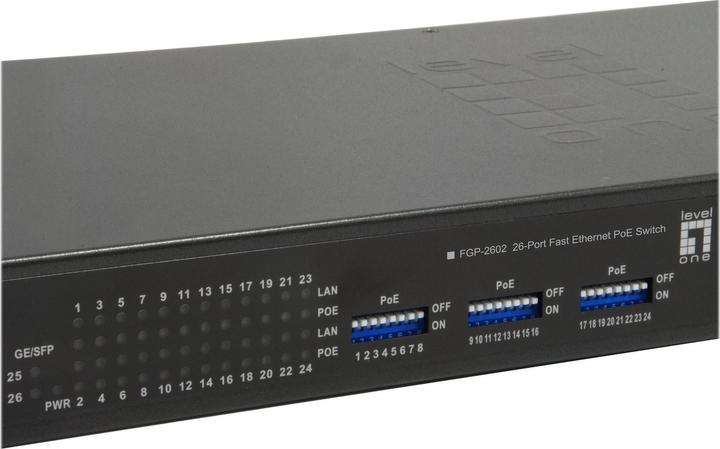 Produktbild LevelOne Switch 24x FE FGP-2602 2xGSFP 24xPoE (26 Ports)