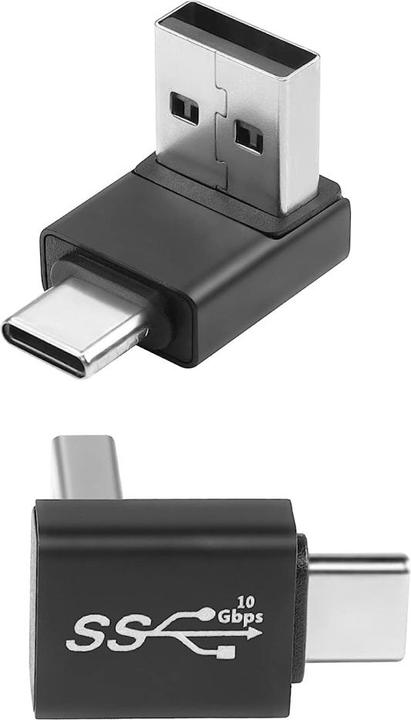 Produktbild PowerGuard USB-A zu USB-C 90 Grad Winkel nach unten Adapter (male/male) (USB 3.1)