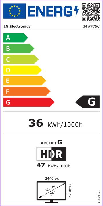 Energy Label LG 34WP75C-B (3440 x 1440 pixels, 34")