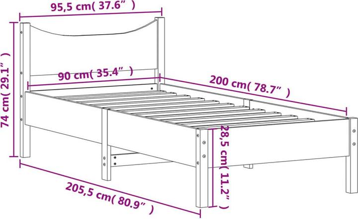 Immagine prodotto VidaXL Letto in pino (90 x 200 cm)