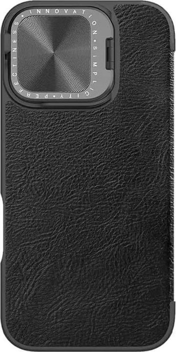 Produktbild Nillkin Qin Prop Leather Case with Camera Cover and Stand for iPhone 16 - Black (Apple iPhone 16)