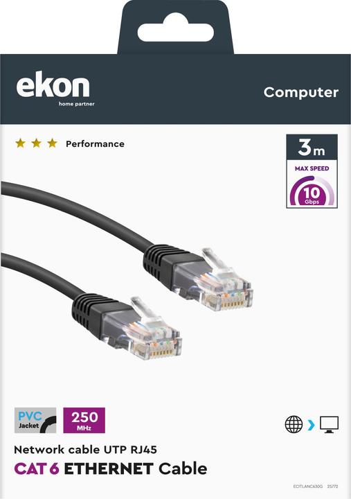 Image du produit Ekon Câble réseau Cat 6 (U/UTP, CAT6, 3 m)
