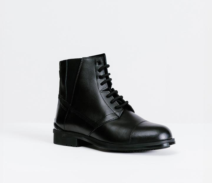 Produktbild Fouganza Reitstiefeletten 500 geschnürt Leder Damen schwarz (39)