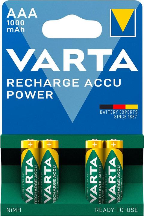 Produktbild Varta Recharge Accu Power (4 Stk., AAA, 1000 mAh)