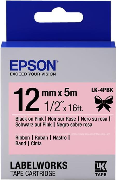 Energy Label Epson Label Cassette Lk-4pbk (1.20 cm, Black, Pink)