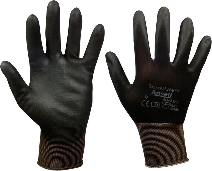 Produktbild SW-Stahl 11562L Nylon Feinstrickhandschuhe Grösse 10/XL I schwarze Arbeitshandschuhe 10 Paare mit PU- (10, XL)