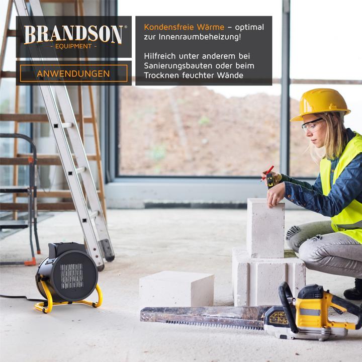 Produktbild Brandson Heizlüfter 3000 Watt, Heizgebläse 3 kW, Keramik Elektroheizgebläse für Baustelle, Keramikheizlüfter (3000 W)