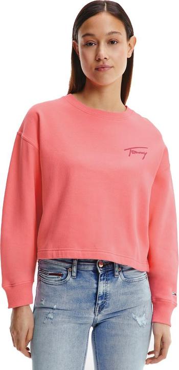 Actual product image Tommy Hilfiger Tommy Jeans Long Sleeve Sweatshirt Round Neck Logo Embroidery Pink Size S (S)