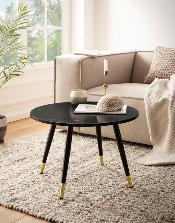 Actual product image FineBuy Coffee table Sofa table marble look 60 cm Living room table Round table (60 x 60 x 41 cm)
