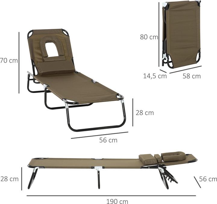 Image du produit Outsunny Chaise longue de jardin avec ouverture faciale (190 cm)