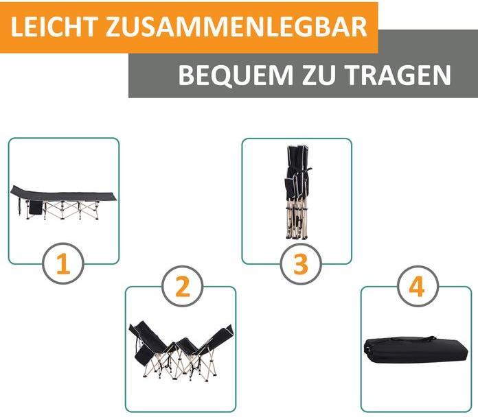 Produktbild Swisshandel24 Feldbett Faltbar Campingbett, 190x68x52 cm, Schwarz