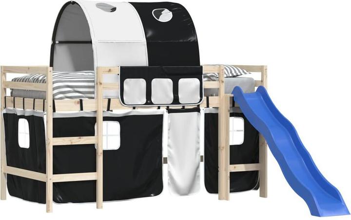 Actual product image VidaXL Curtains for loft bed with tunnel white and black