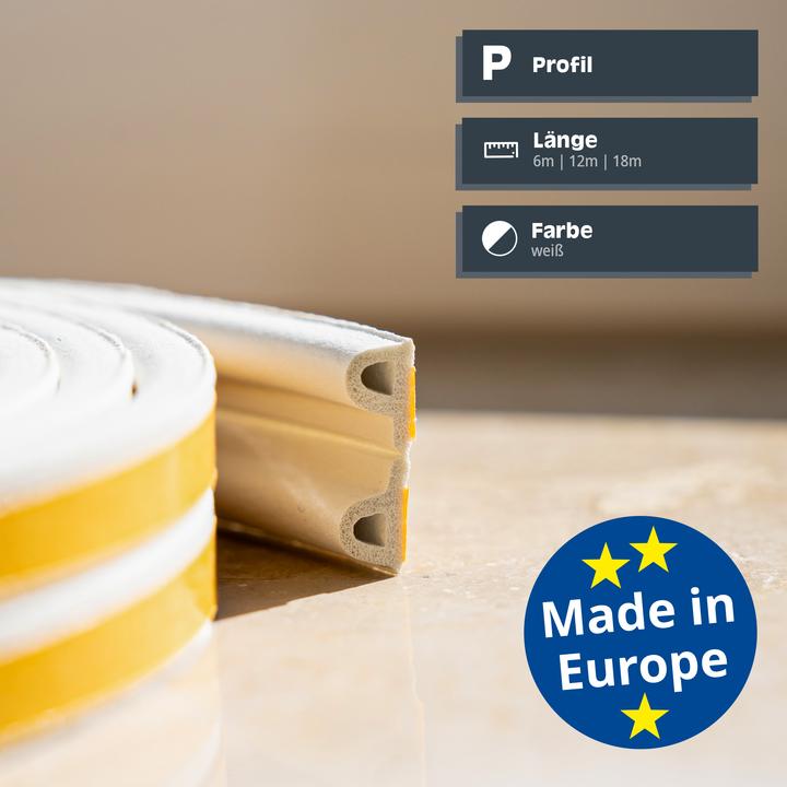 Image du produit Helpmate Türdichtung, selbstklebendes P-Profil, 6 m, weiss