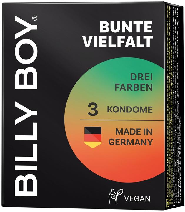 Billyboy Billy Boy Bunte Vielfalt, 3 Kondome in Rot, Schwarz und Grün, 52 mm, hergestellt in Deutschland. (3 pcs.)