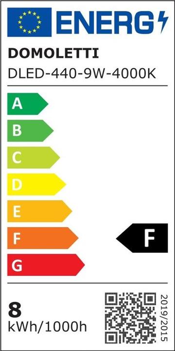 Label énergétique Domoletti PANNEAU LED DLED-440 9W 4000K S