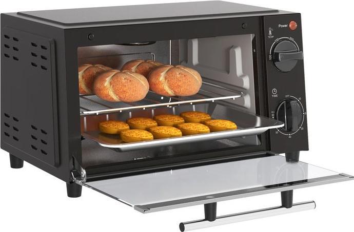 Produktbild Swisshandel24 Minibackofen 9L Mini Ofen mit Backblech, Grillrost, 100 °C-230 °C Edelstahl, schwarz