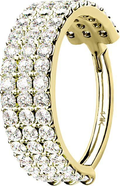 Produktbild Star Piercing Micro Segmentring klappbar 14k gold drei linien mit Kristallen (ohne Messing, 14k Gold)