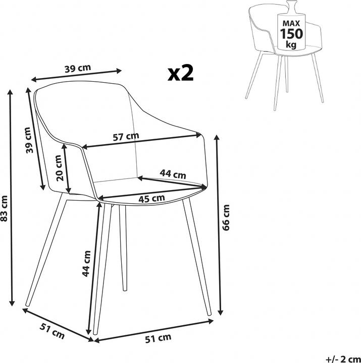 Produktbild Beliani Esszimmerstuhl Kunststoff weiss 2er Set FONDA
