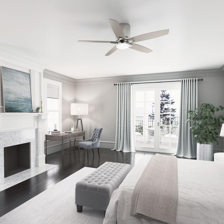 Produktbild Hunter Fans Deckenventilator Valencia Nickel mit LED & Fernbedienung (42 dB)