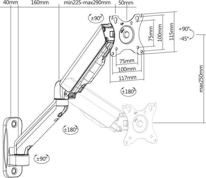 Image du produit Deltaco ARM-0360 (Mur, 32")