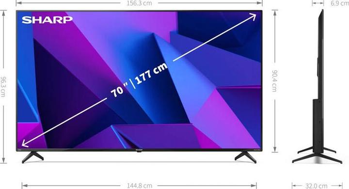 Image du produit Sharp 70FN2EA 70" (177cm) 4K Ultra HD Smart Android TV, Dolby Vision, Dolby Atmos, Harman/Kardon Soundsyst (70", FN2, LED, 4K)