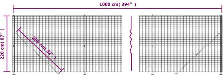 Produktbild VidaXL Maschendrahtzaun mit Bodenflansch 2,2x10 m