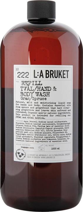 Produktbild L:A Bruket No.222 Hand & Body Wash Spruce - Flüssigseife Fichtennadeln (Handpeeling, 1000 ml)