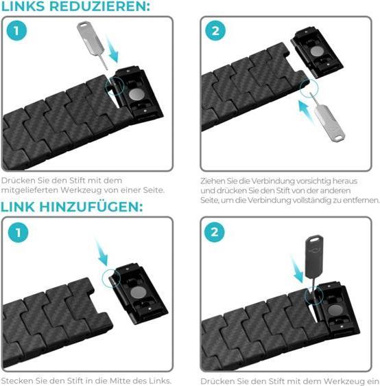 Produktbild Pitaka Carbon Fiber Link Bracelet Modern Band 38-40mm (38 mm, 40 mm, Kohlefaser)