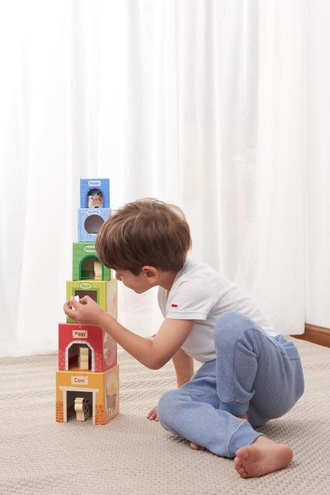 Image du produit Spielba Tour d'empilement avec des animaux en bois
