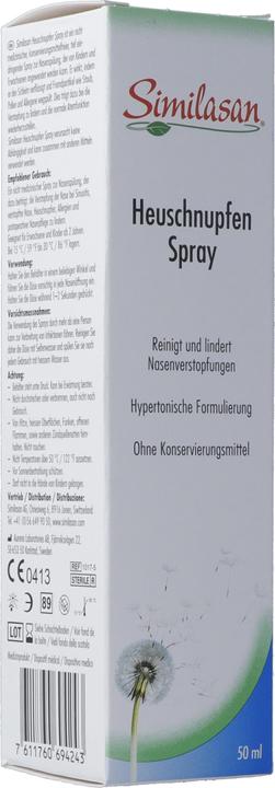 Valori nutrizionali e ingredienti Similasan Raffreddore da fieno spray (1 Pezzo/i)