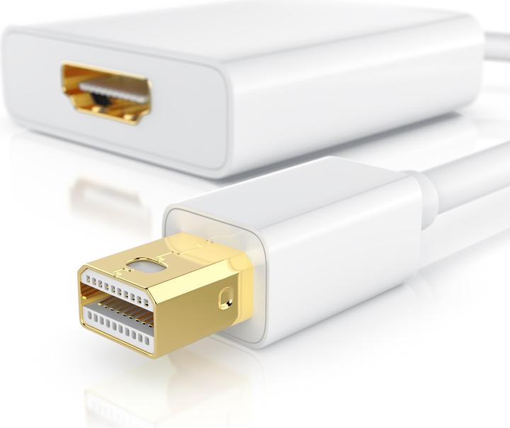 Produktbild CSL Mini DisplayPort zu HDMI Typ A Audio- & Video-Adapter, Full HD MiniDP Adapter / Konverterkabel (HDMI, Mini DP, 15 cm)