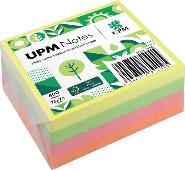 Produktbild UPM Notes Haftnotiz 5654-39PG Brillant 75x75mm 400Bl. farbig (75 x 75 mm)
