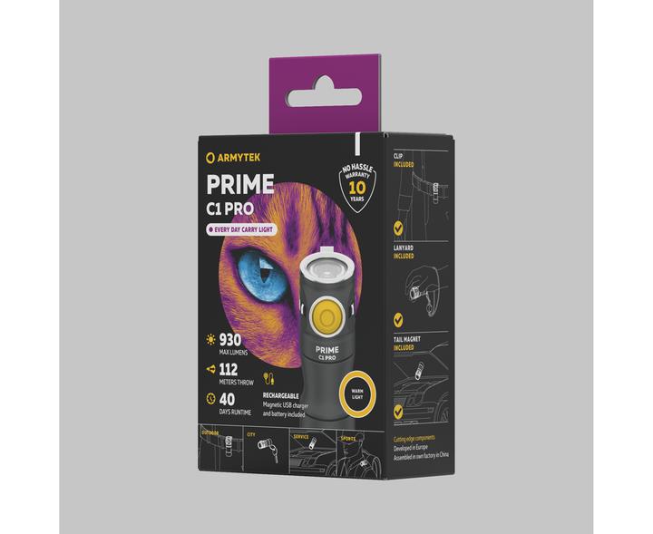 Produktbild ArmyTek Prime C1 Pro Warm Mini-Taschenlampe mit Schlüsselanhänger, mit Gürtelclip akkubetrieben 1 (6.70 cm, 1000 lm)