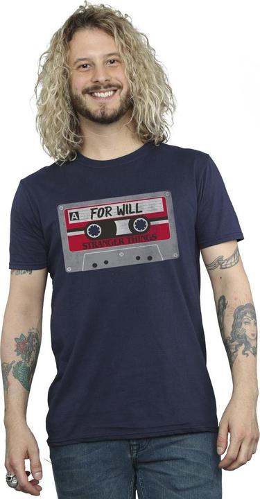 Actual product image Netflix Mens Stranger Things Cassette For Will T-Shirt (XL)