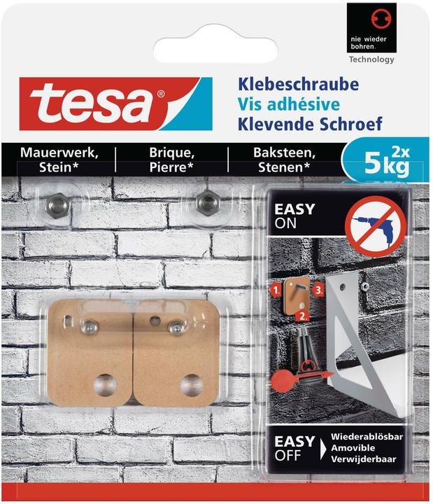Produktbild tesa Klebeschraube für Mauerwerk & Stein, viereckig, 5kg Halteleistung