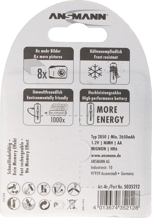 Produktbild Ansmann AA (4 Stk., AA, 2650 mAh)
