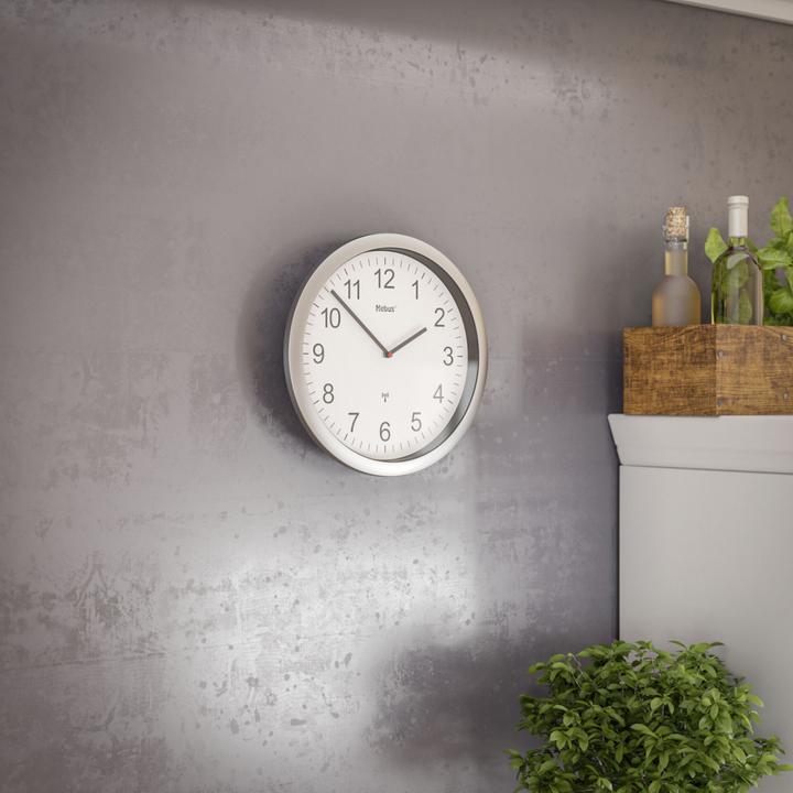 Image du produit Mebus 19809 Horloge murale radiofréquence blanc/argent (25 cm)