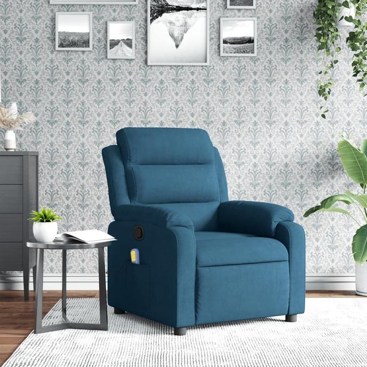 Produktbild VidaXL Massagesessel Fernsehsessel Relaxsessel Sessel Liegesessel Blau Samt