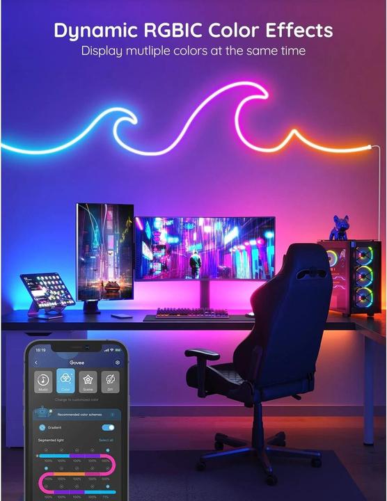 Productafbeelding Govee RGBIC Neon Touwlamp (Veelkleurig, 200 cm, Interieur)