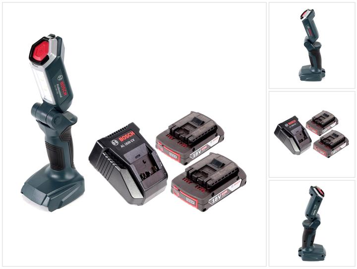 Produktbild Bosch Professional GLI 18V-300 Akku Lampe + 2x GBA 18 V 2,0 Ah Akku + AL 1820 CV Ladegerät (300 lm)