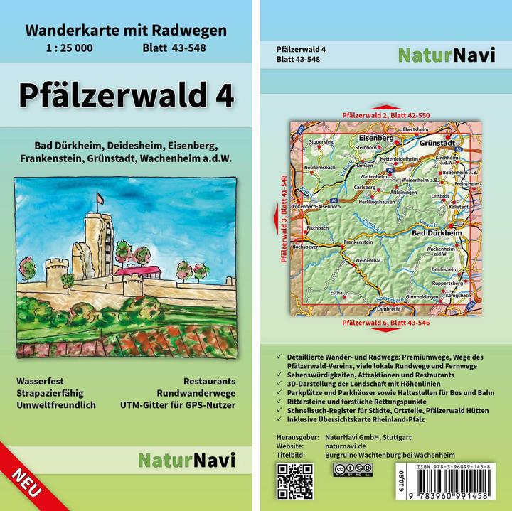 Immagine prodotto Mappa escursionistica NaturNavi con percorsi ciclabili Pfälzerwald. Parte 4