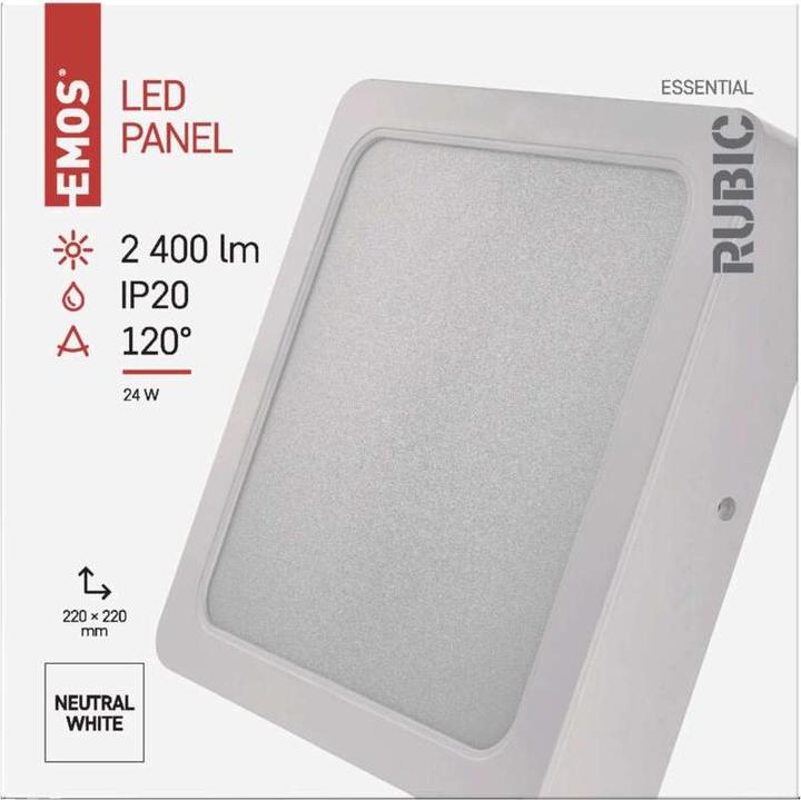 Produktbild Emos LED-Anbauleuchte RUBIC, quadratisch, weiss, 24W, neutralweiss (2400 lm)