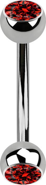 Produktbild Star Piercing Banane silber mit zwei Kugeln Kristall rot (ohne Messing, Titan G23)