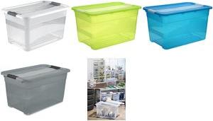 Produktbild keeeper Aufbewahrungsbox ""cornelia"", 52 Liter, crystal-grey transparent, mit Deckel, Deckel mit Schiebever (52 l)