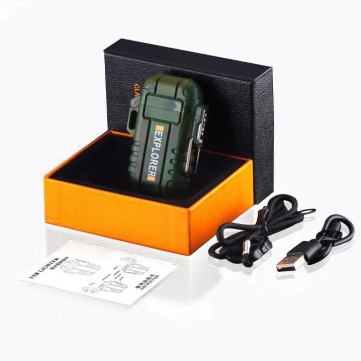 Produktbild Swissdetector Elektrisches Feuerzeug mit Doppelbogen - USB aufladbar - wasserdicht - Orange