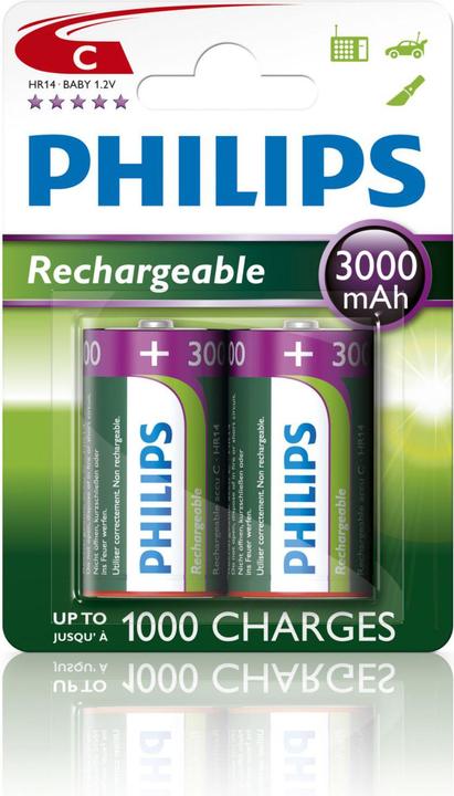 Produktbild ProPlus Philips Batterien C 3000 mAh 2 Stück im Blister (2 Stk., C, 3000 mAh)